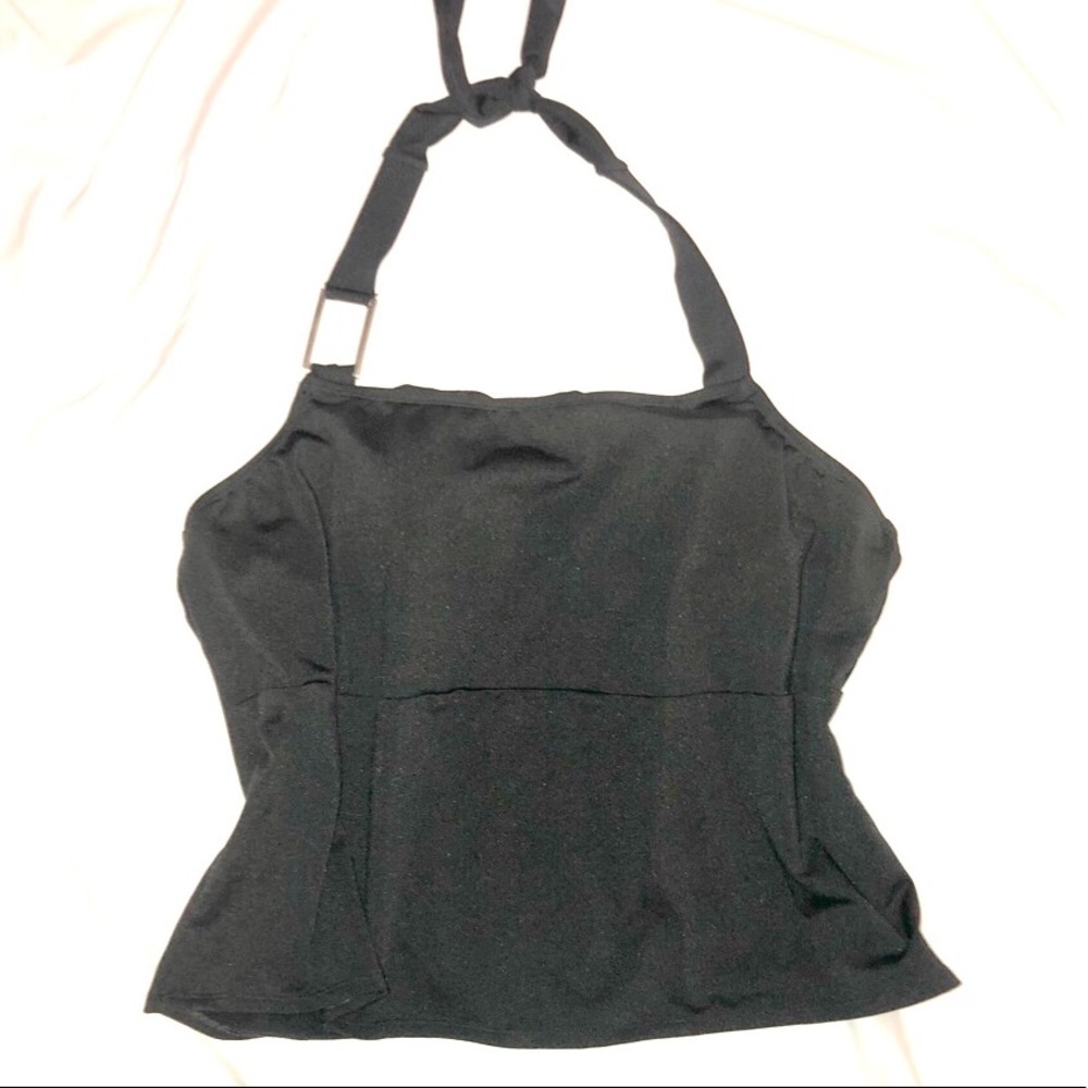 Merona tankini top halter style Black with silver hardware size 22W